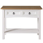 White Wash / Antique Brown / Gray / Unpainted Rustic 2-Drawer Console Table, 1-Person Assembly