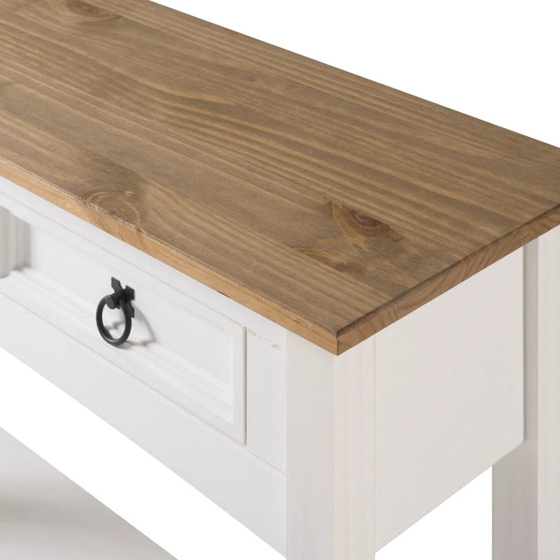 White Wash / Antique Brown / Gray / Unpainted Rustic 2-Drawer Console Table, 1-Person Assembly