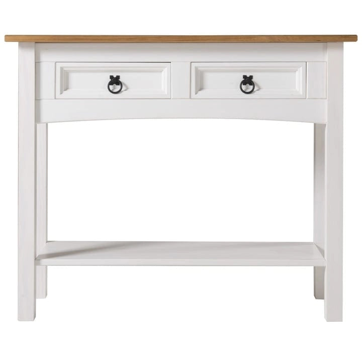 White Wash / Antique Brown / Gray / Unpainted Rustic 2-Drawer Console Table, 1-Person Assembly