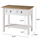 White Wash / Antique Brown / Gray / Unpainted Rustic 2-Drawer Console Table, 1-Person Assembly