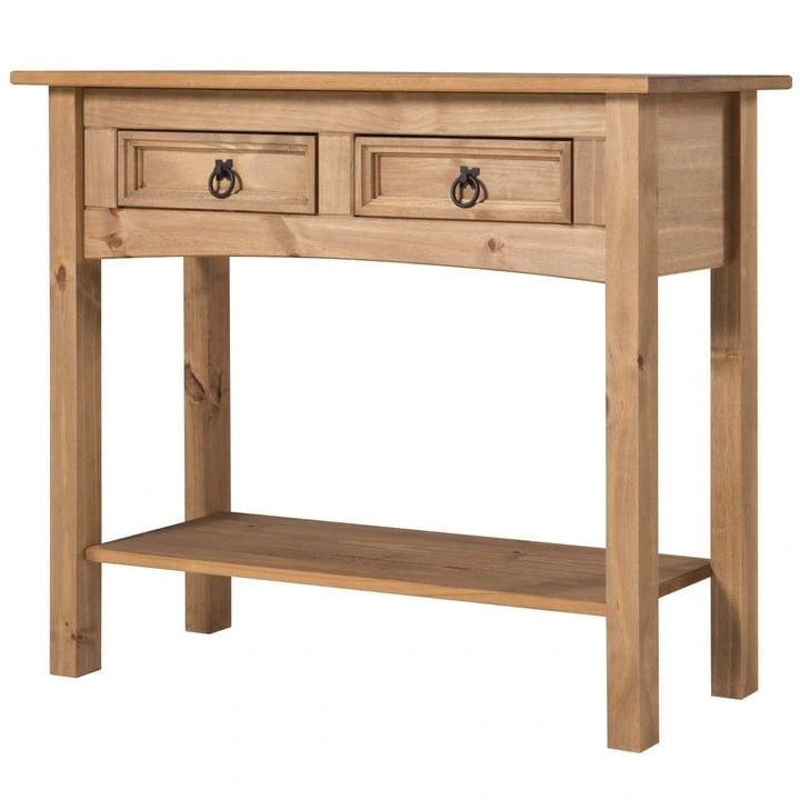 White Wash / Antique Brown / Gray / Unpainted Rustic 2-Drawer Console Table, 1-Person Assembly