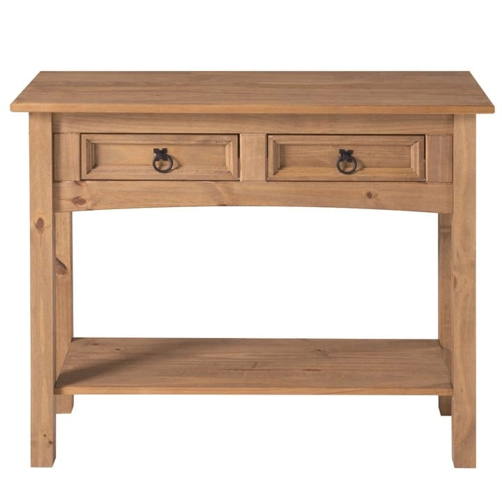 White Wash / Antique Brown / Gray / Unpainted Rustic 2-Drawer Console Table, 1-Person Assembly
