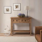 White Wash / Antique Brown / Gray / Unpainted Rustic 2-Drawer Console Table, 1-Person Assembly
