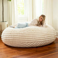 Ivory/Black/Grey/Midnight Blue Faux Fur Round Bean Bag Chair & Lounger, 1-2 Person