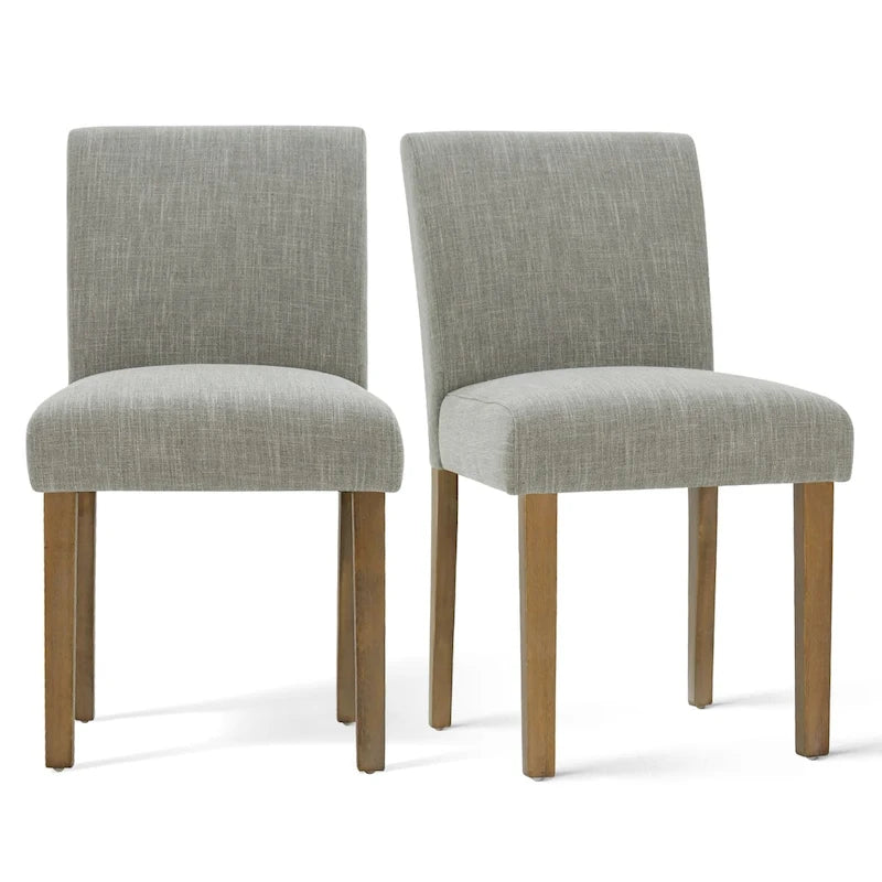 Linen-Blend Upholstered Parsons Dining Chair, Set of 2 – Blue / Beige / Grey / Cream / Green
