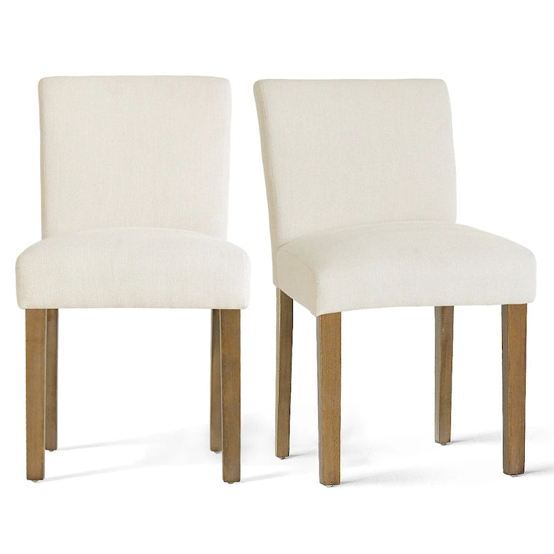Linen-Blend Upholstered Parsons Dining Chair, Set of 2 – Blue / Beige / Grey / Cream / Green