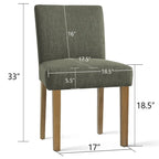 Linen-Blend Upholstered Parsons Dining Chair, Set of 2 – Blue / Beige / Grey / Cream / Green