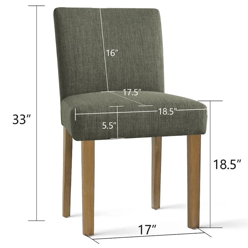 Linen-Blend Upholstered Parsons Dining Chair, Set of 2 – Blue / Beige / Grey / Cream / Green