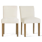Linen-Blend Upholstered Parsons Dining Chair, Set of 2 – Blue / Beige / Grey / Cream / Green