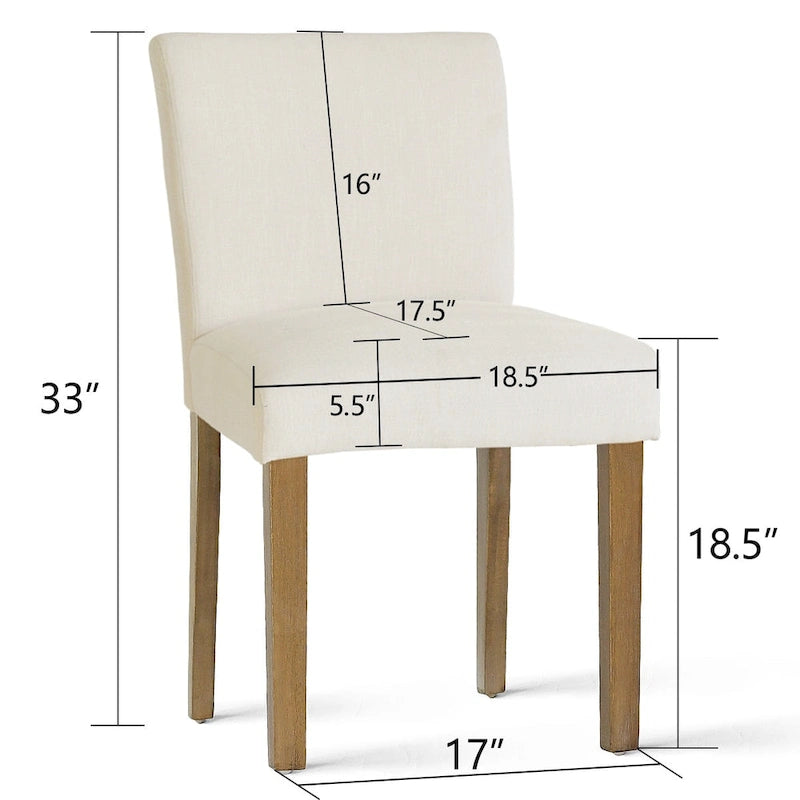 Linen-Blend Upholstered Parsons Dining Chair, Set of 2 – Blue / Beige / Grey / Cream / Green