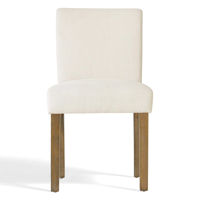 Linen-Blend Upholstered Parsons Dining Chair, Set of 2 – Blue / Beige / Grey / Cream / Green