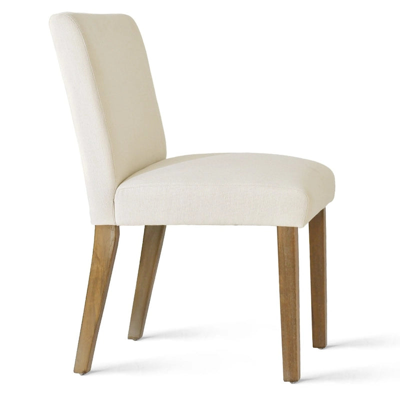 Linen-Blend Upholstered Parsons Dining Chair, Set of 2 – Blue / Beige / Grey / Cream / Green