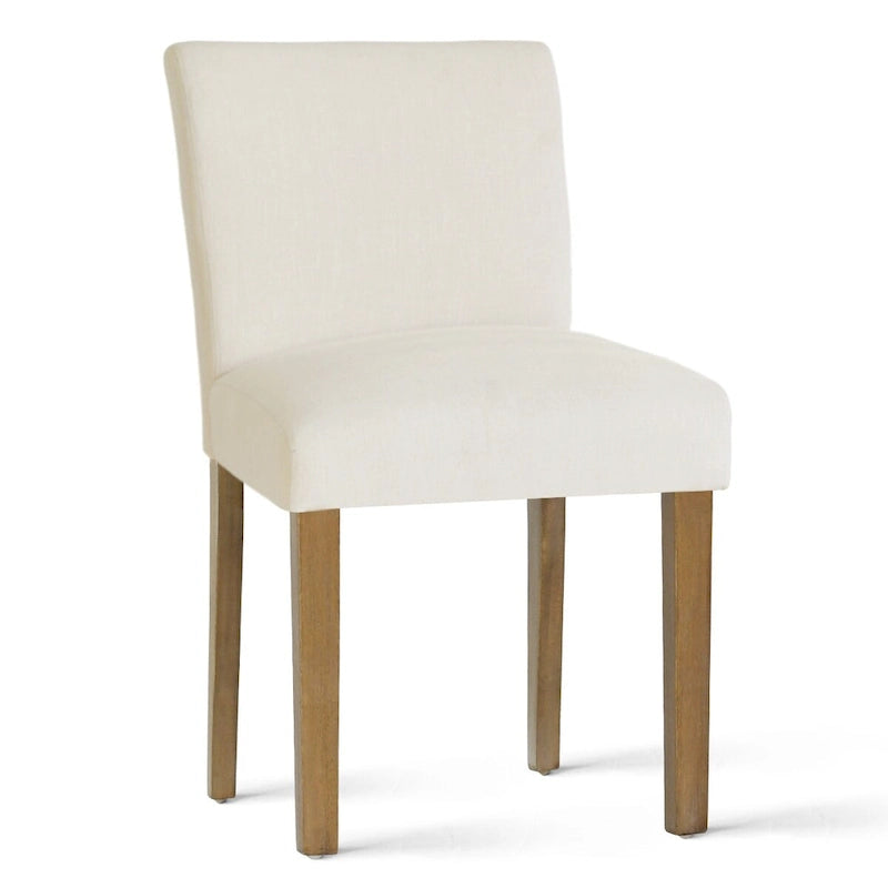 Linen-Blend Upholstered Parsons Dining Chair, Set of 2 – Blue / Beige / Grey / Cream / Green