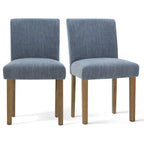 Linen-Blend Upholstered Parsons Dining Chair, Set of 2 – Blue / Beige / Grey / Cream / Green