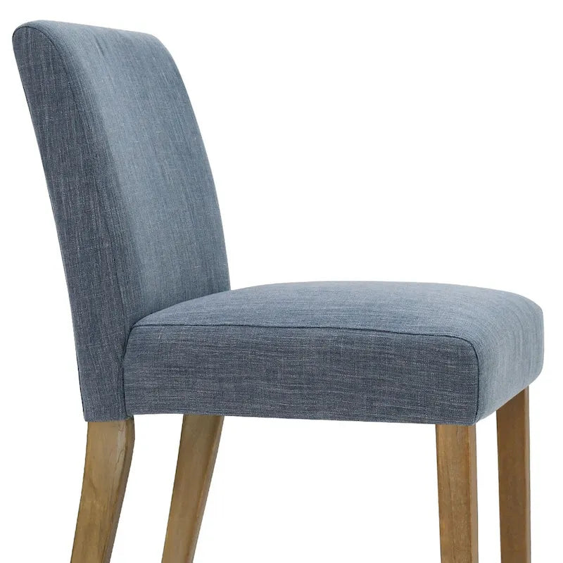 Linen-Blend Upholstered Parsons Dining Chair, Set of 2 – Blue / Beige / Grey / Cream / Green