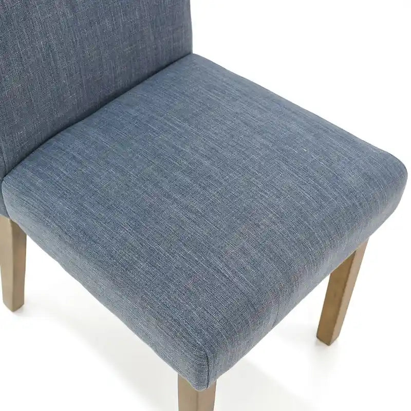 Linen-Blend Upholstered Parsons Dining Chair, Set of 2 – Blue / Beige / Grey / Cream / Green