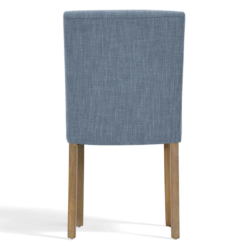 Linen-Blend Upholstered Parsons Dining Chair, Set of 2 – Blue / Beige / Grey / Cream / Green