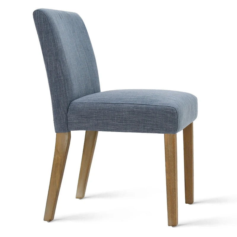 Linen-Blend Upholstered Parsons Dining Chair, Set of 2 – Blue / Beige / Grey / Cream / Green
