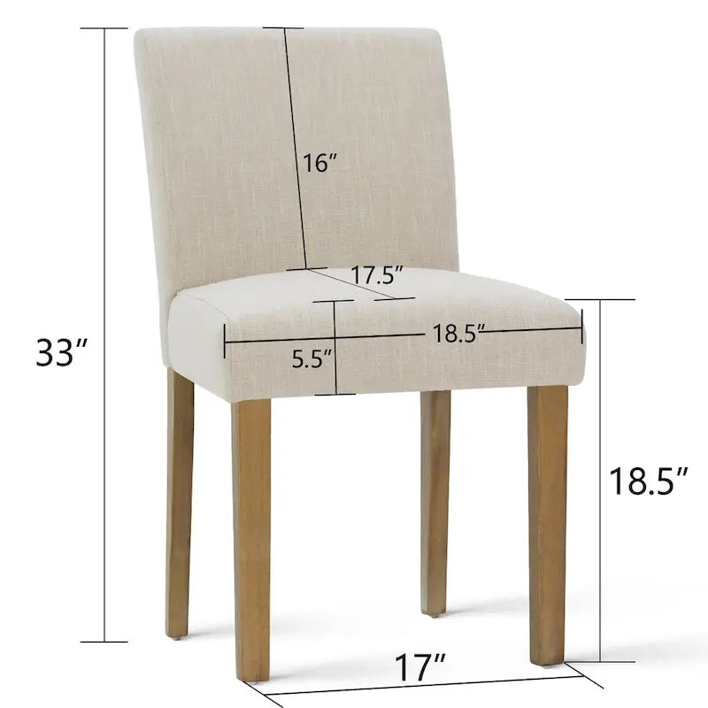 Linen-Blend Upholstered Parsons Dining Chair, Set of 2 – Blue / Beige / Grey / Cream / Green