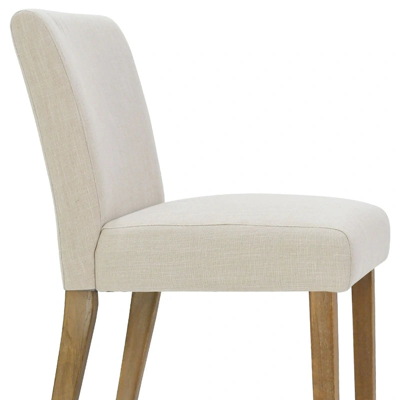 Linen-Blend Upholstered Parsons Dining Chair, Set of 2 – Blue / Beige / Grey / Cream / Green