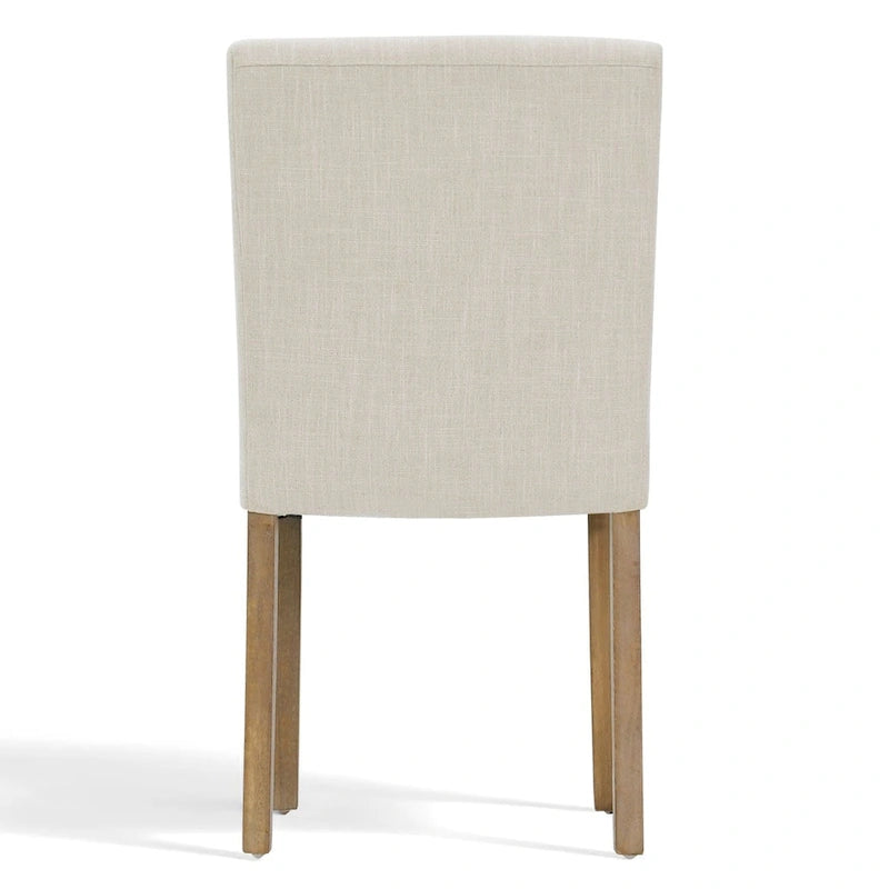 Linen-Blend Upholstered Parsons Dining Chair, Set of 2 – Blue / Beige / Grey / Cream / Green