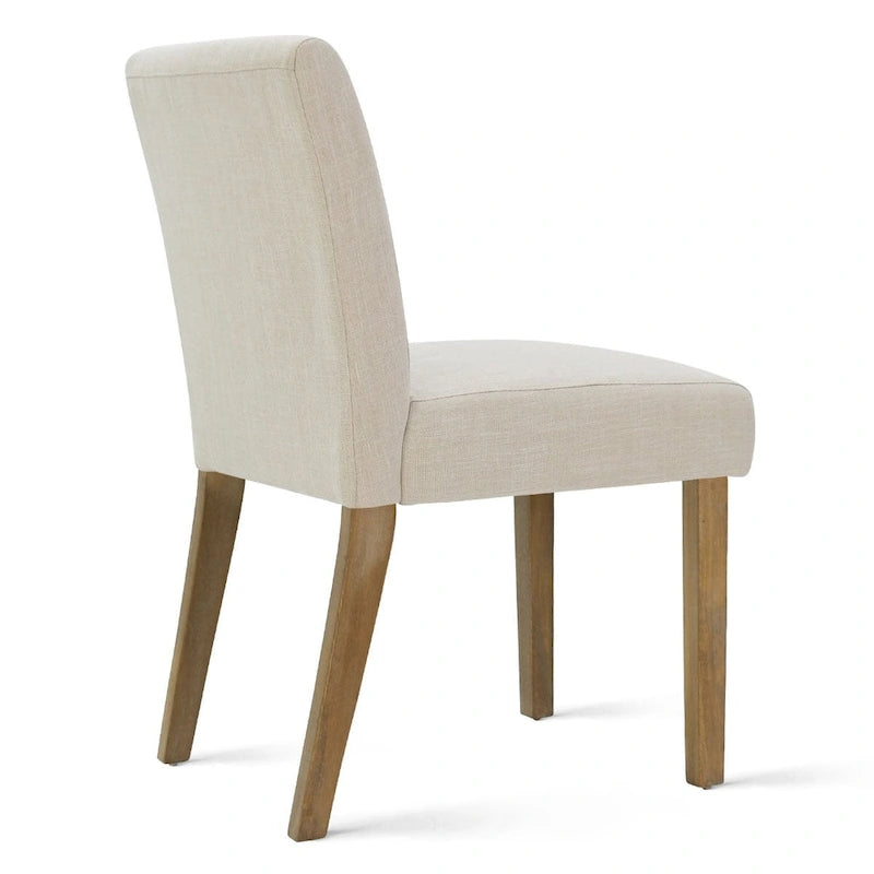 Linen-Blend Upholstered Parsons Dining Chair, Set of 2 – Blue / Beige / Grey / Cream / Green