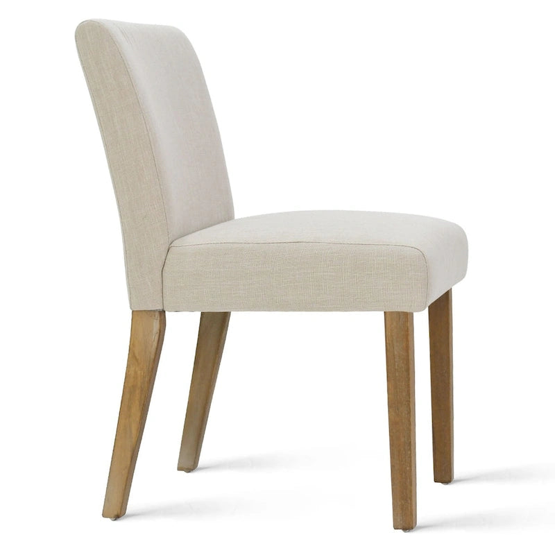 Linen-Blend Upholstered Parsons Dining Chair, Set of 2 – Blue / Beige / Grey / Cream / Green