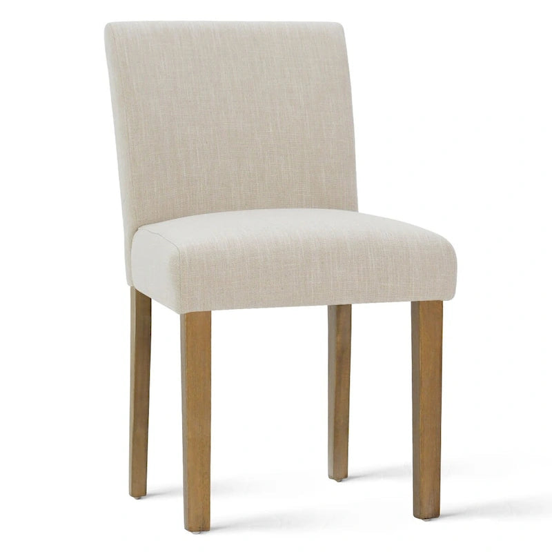 Linen-Blend Upholstered Parsons Dining Chair, Set of 2 – Blue / Beige / Grey / Cream / Green