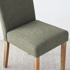 Linen-Blend Upholstered Parsons Dining Chair, Set of 2 – Blue / Beige / Grey / Cream / Green