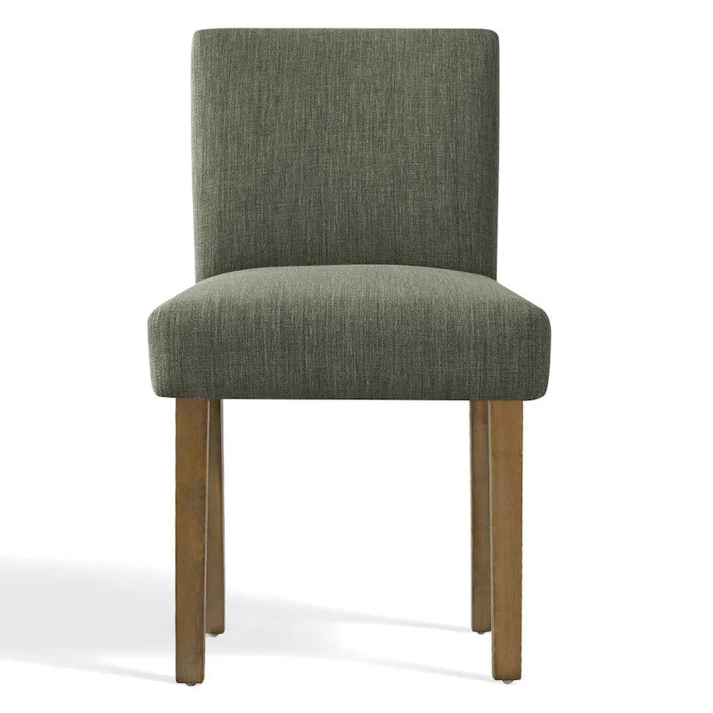 Linen-Blend Upholstered Parsons Dining Chair, Set of 2 – Blue / Beige / Grey / Cream / Green