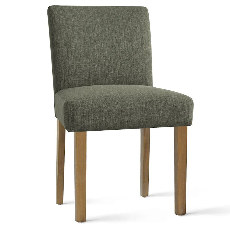 Linen-Blend Upholstered Parsons Dining Chair, Set of 2 – Blue / Beige / Grey / Cream / Green