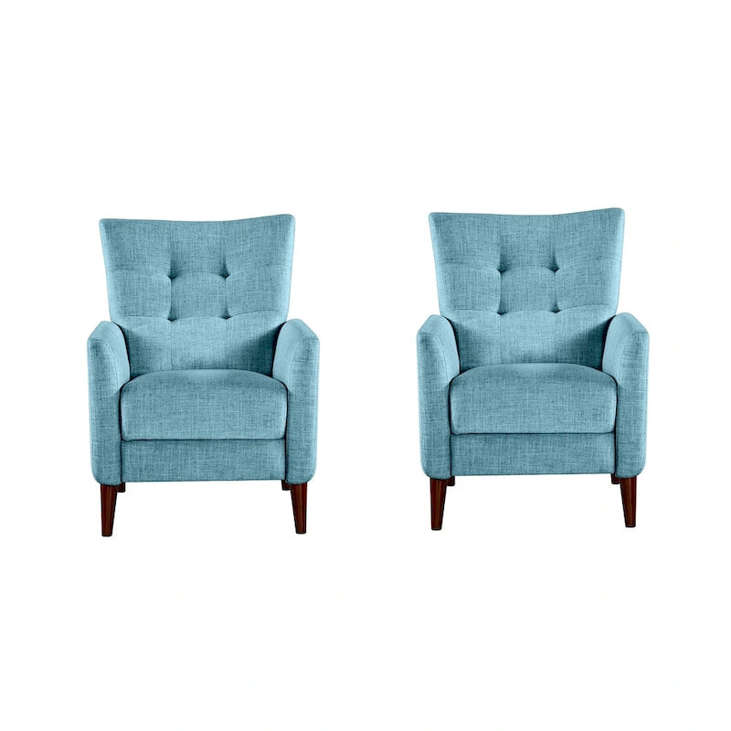 Navy/Mustard/Blue/Ivory/Grey Upholstered Manual Recliner Set of 2
