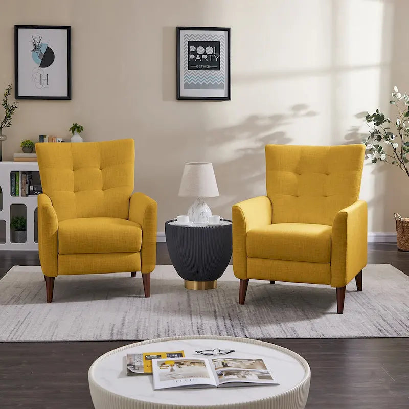 Navy/Mustard/Blue/Ivory/Grey Upholstered Manual Recliner Set of 2
