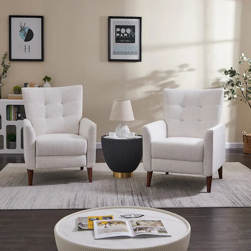 Navy/Mustard/Blue/Ivory/Grey Upholstered Manual Recliner Set of 2