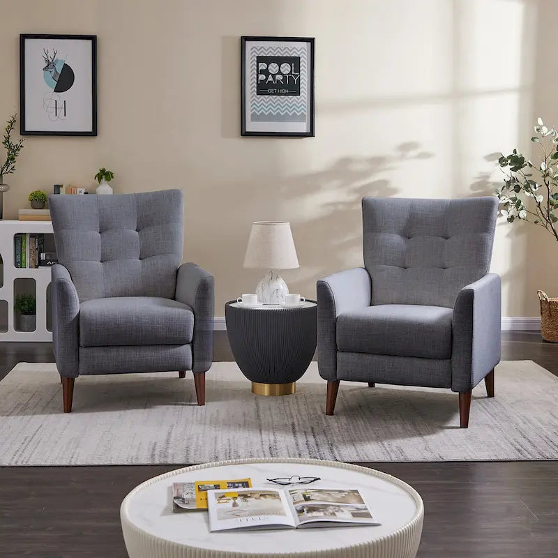 Navy/Mustard/Blue/Ivory/Grey Upholstered Manual Recliner Set of 2