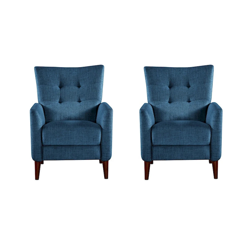 Navy/Mustard/Blue/Ivory/Grey Upholstered Manual Recliner Set of 2