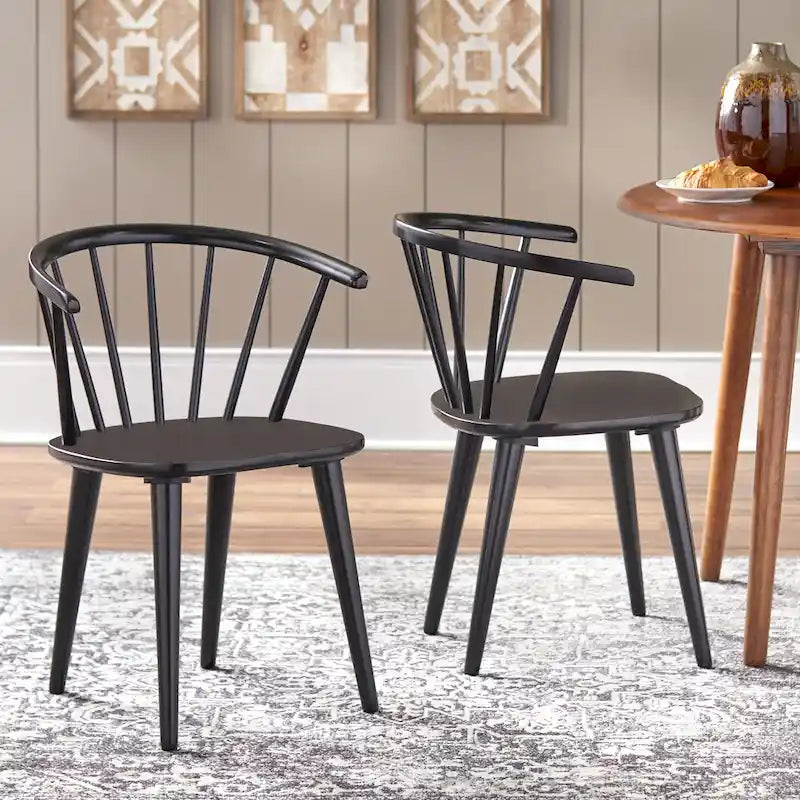 Oak / Walnut / Black / White / Red / Midnight Blue Spindle Dining Chair, Set of 2