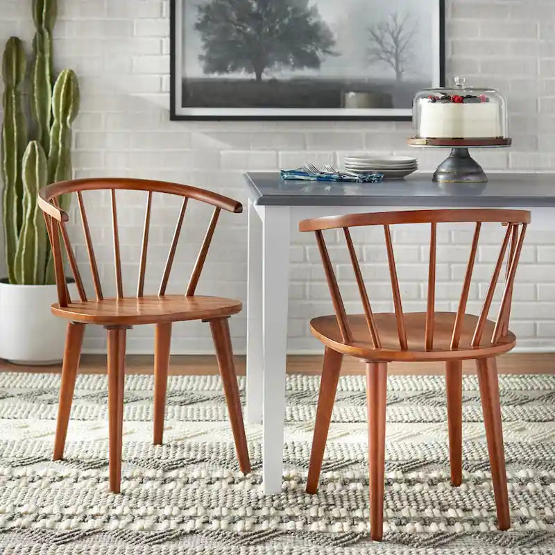Oak / Walnut / Black / White / Red / Midnight Blue Spindle Dining Chair, Set of 2