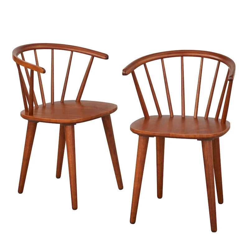 Oak / Walnut / Black / White / Red / Midnight Blue Spindle Dining Chair, Set of 2