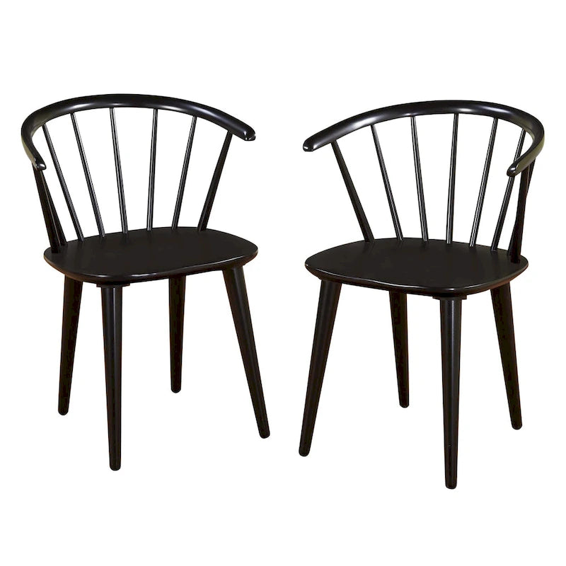 Oak / Walnut / Black / White / Red / Midnight Blue Spindle Dining Chair, Set of 2