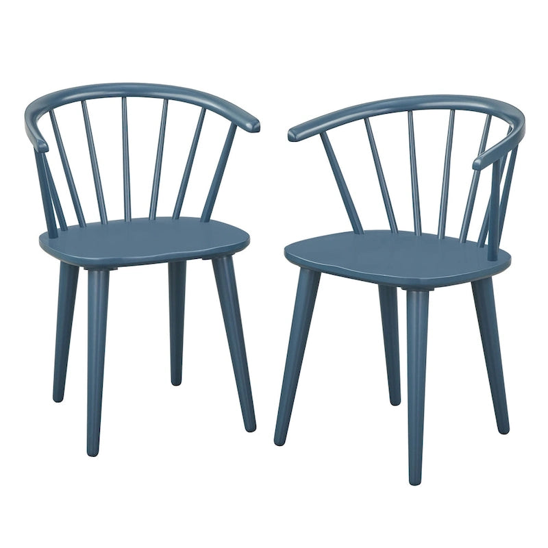 Oak / Walnut / Black / White / Red / Midnight Blue Spindle Dining Chair, Set of 2