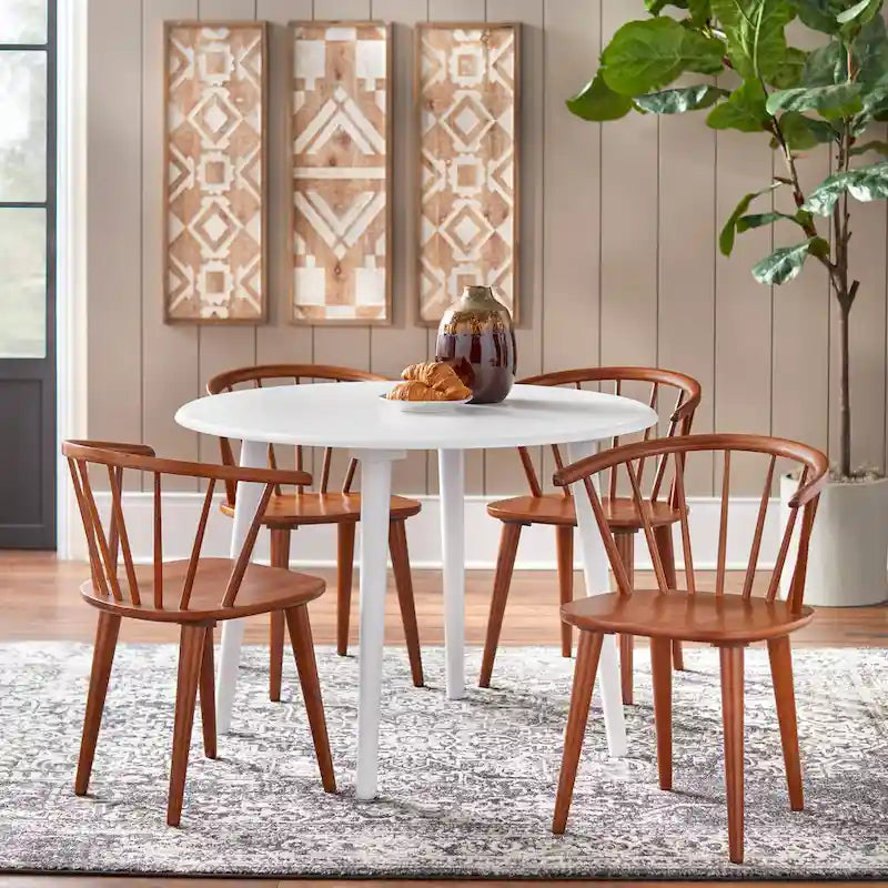 Oak / Walnut / Black / White / Red / Midnight Blue Spindle Dining Chair, Set of 2