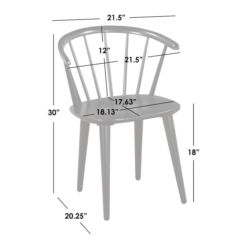 Oak / Walnut / Black / White / Red / Midnight Blue Spindle Dining Chair, Set of 2