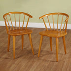 Oak / Walnut / Black / White / Red / Midnight Blue Spindle Dining Chair, Set of 2
