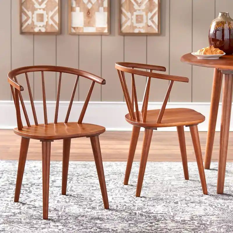 Oak / Walnut / Black / White / Red / Midnight Blue Spindle Dining Chair, Set of 2