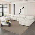 Beige / Orange / Green Velvet U-Shape Modular Sectional Sofa, 4-Seat with 2 Ottomans