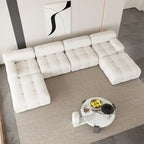 Beige / Orange / Green Velvet U-Shape Modular Sectional Sofa, 4-Seat with 2 Ottomans