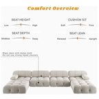 Beige / Orange / Green Velvet U-Shape Modular Sectional Sofa, 4-Seat with 2 Ottomans