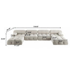 Beige / Orange / Green Velvet U-Shape Modular Sectional Sofa, 4-Seat with 2 Ottomans