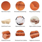 Beige / Orange / Green Velvet U-Shape Modular Sectional Sofa, 4-Seat with 2 Ottomans